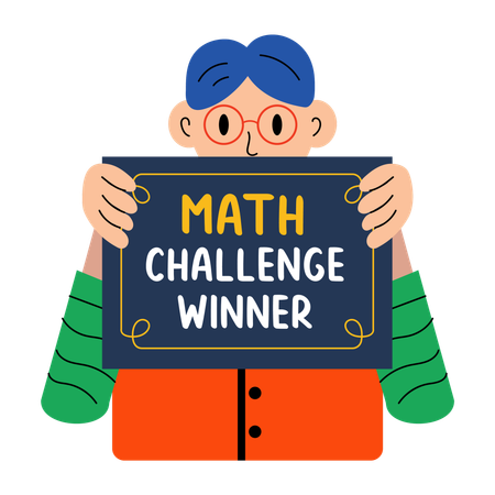 Boy getting math certificate  Illustration