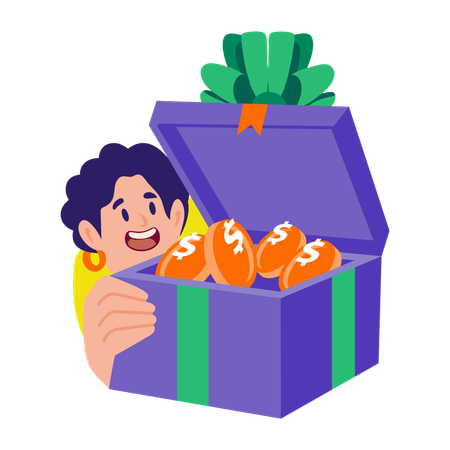 Boy getting money reward  Illustration