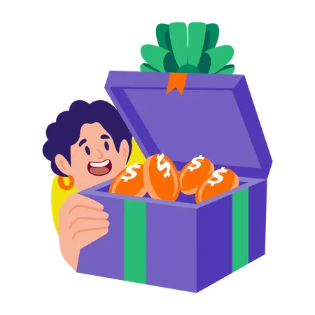 Boy getting money reward  Illustration