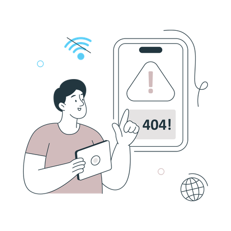 Boy getting Network Error on mobile  Illustration