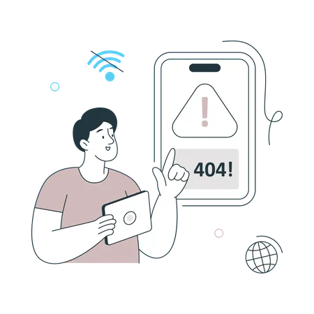 Boy getting Network Error on mobile  Illustration
