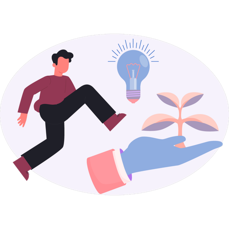 Boy  getting new idea for growth  Illustration