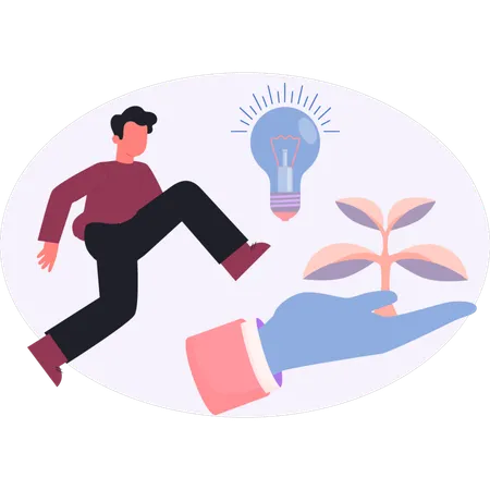 Boy  getting new idea for growth  Illustration