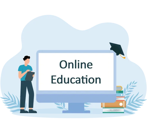 Boy getting online education  Illustration