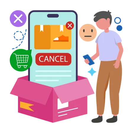 Boy getting Order Cancel  Illustration