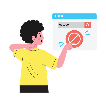 Boy getting Page Warning  Illustration