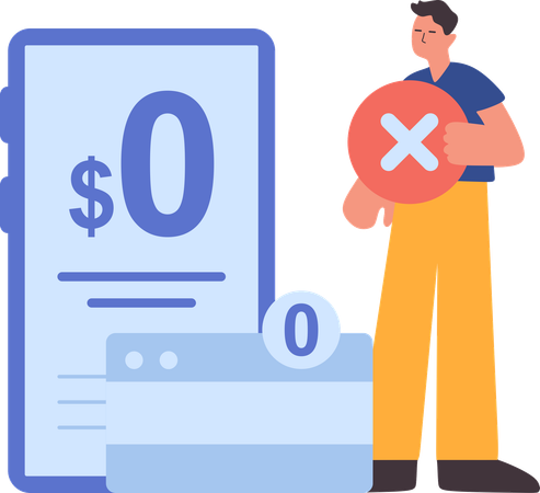 Boy getting payment failure  Illustration