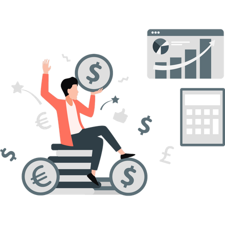 Boy getting profit in business  Illustration