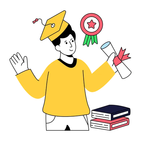 Boy Getting School Graduate  Illustration