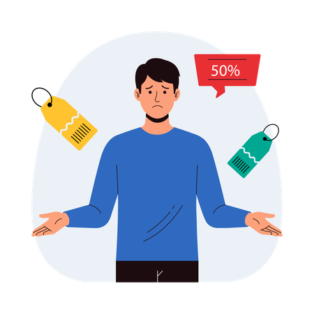 Boy getting shopping discount  Illustration