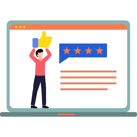 Boy getting star rating feedback  Illustration