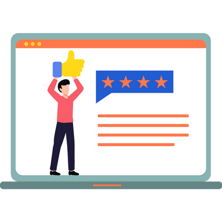 Boy getting star rating feedback  Illustration