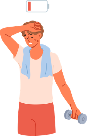 Boy getting tired after workout  Illustration