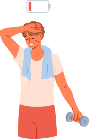 Boy getting tired after workout  Illustration