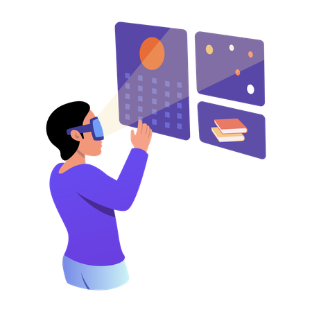 Boy getting vr education  Illustration