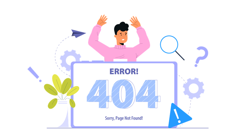 Boy getting website error  Illustration