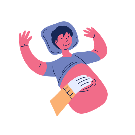 Boy given stomach medicine  Illustration