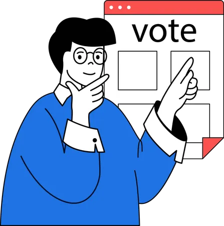 Boy gives vote on ballot paper  Illustration