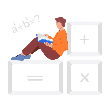 Boy giving algebra test  Illustration