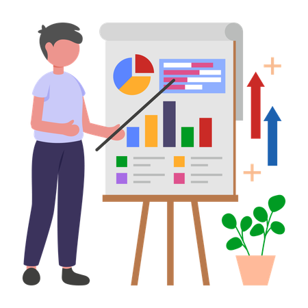 Boy giving business presentation  Illustration