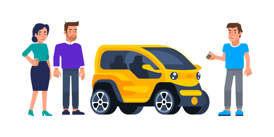 Boy giving car for ride sharing  Illustration