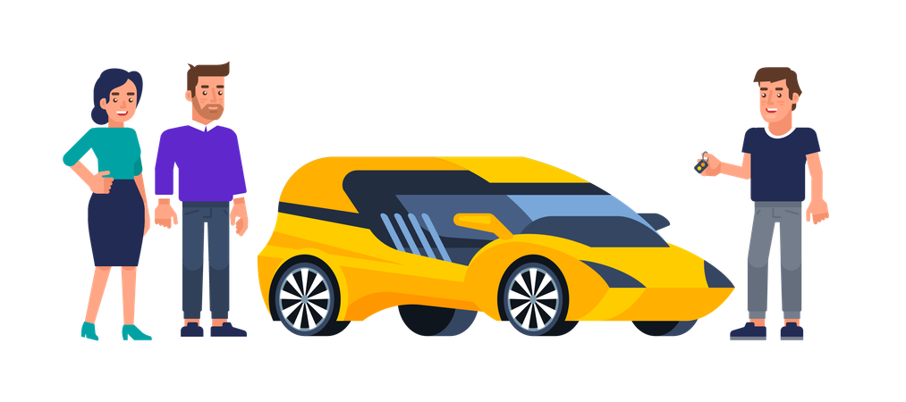 Boy giving car on rent  Illustration