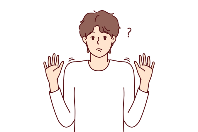 Boy giving confused gesture  Illustration