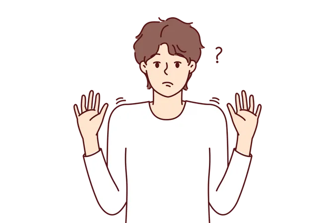 Boy giving confused gesture  Illustration
