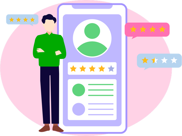 Boy giving customer review  Illustration