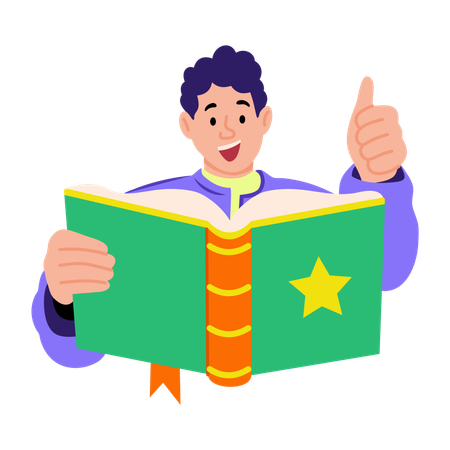 Boy giving educational accomplishment  Illustration