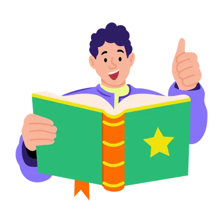 Boy giving educational accomplishment  Illustration
