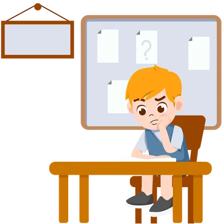 Boy giving exam  Illustration