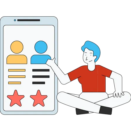 The Boy Is Giving Feedback To Users Illustration