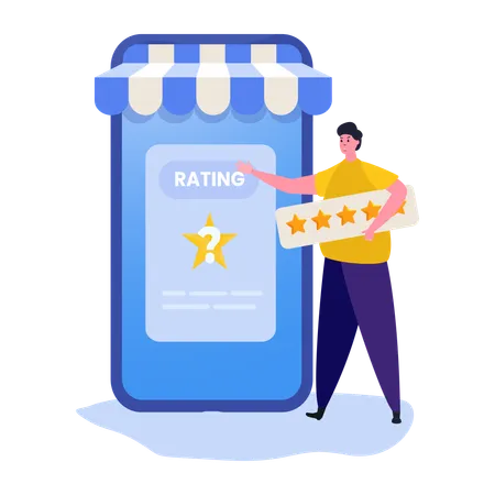 Boy Giving five stars rating  Illustration