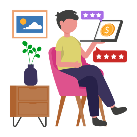 Boy giving Freelancing Reviews  Illustration