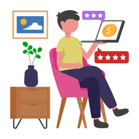 Boy giving Freelancing Reviews  Illustration