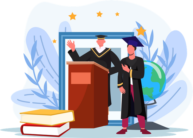 Boy giving graduation speech Illustration