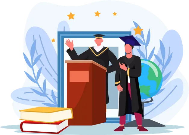 Boy giving graduation speech Illustration