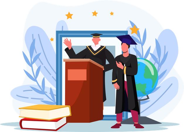 Boy giving graduation speech  Illustration