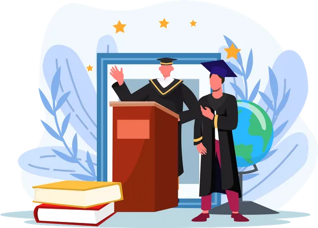 Boy giving graduation speech  Illustration