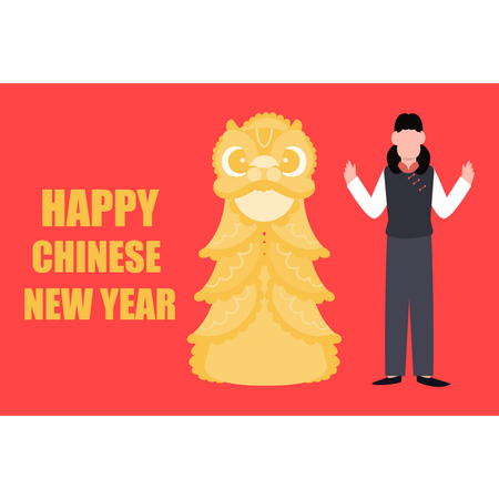 Boy giving greeting on Chinese New Year  Illustration