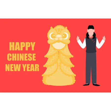 Boy giving greeting on Chinese New Year  Illustration