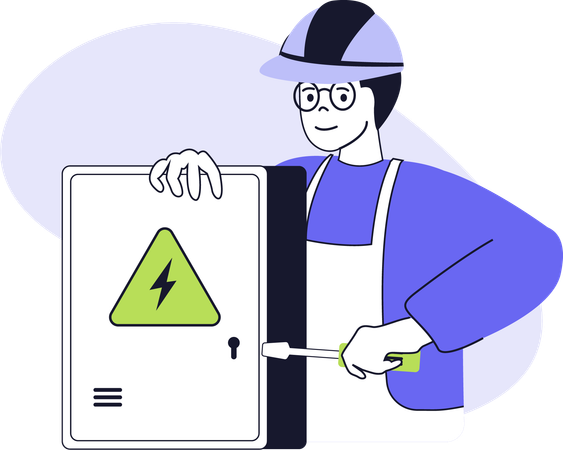 Boy giving handyman service  Illustration