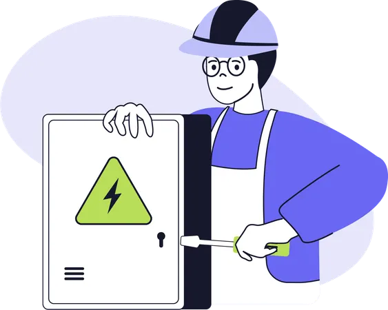 Boy giving handyman service  Illustration