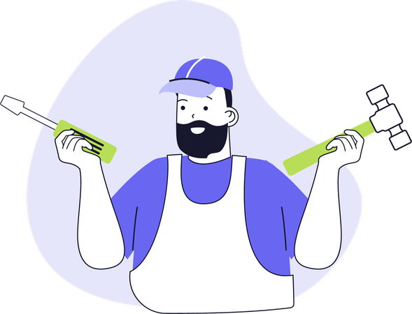 Boy giving handyman service  Illustration