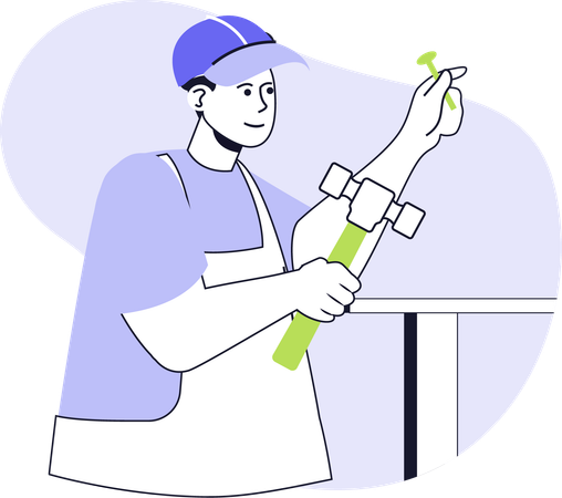 Boy giving handyman service  Illustration