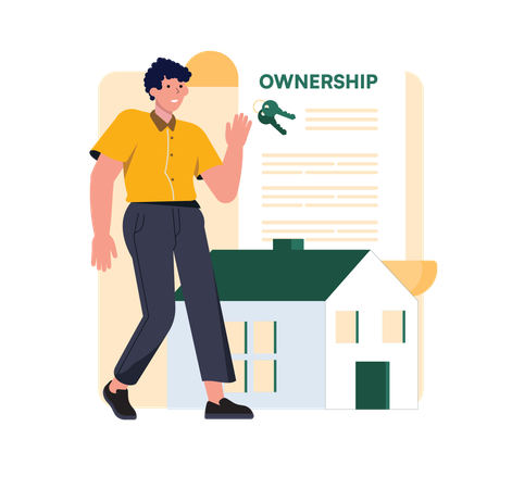 Boy giving home ownership  Illustration