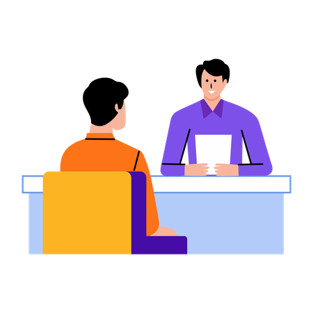 Boy giving job interview  Illustration