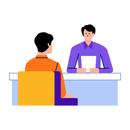 Boy giving job interview  Illustration