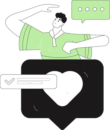 Boy giving like on social media  Illustration